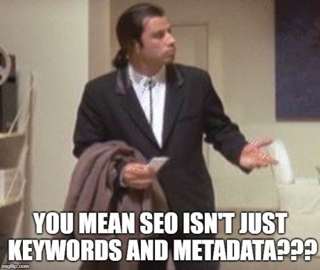 Meme John Travolta - El SEO no son solo keywords y metadata